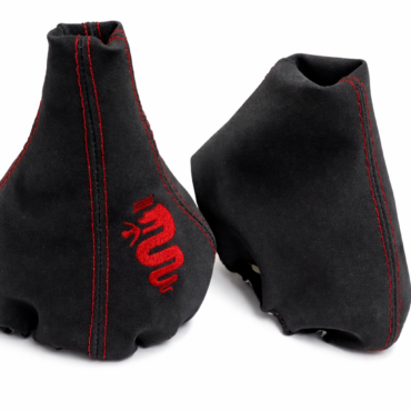 Cuffia cambio e freno Alfa Romeo Mito Alcantara e logo rosso
